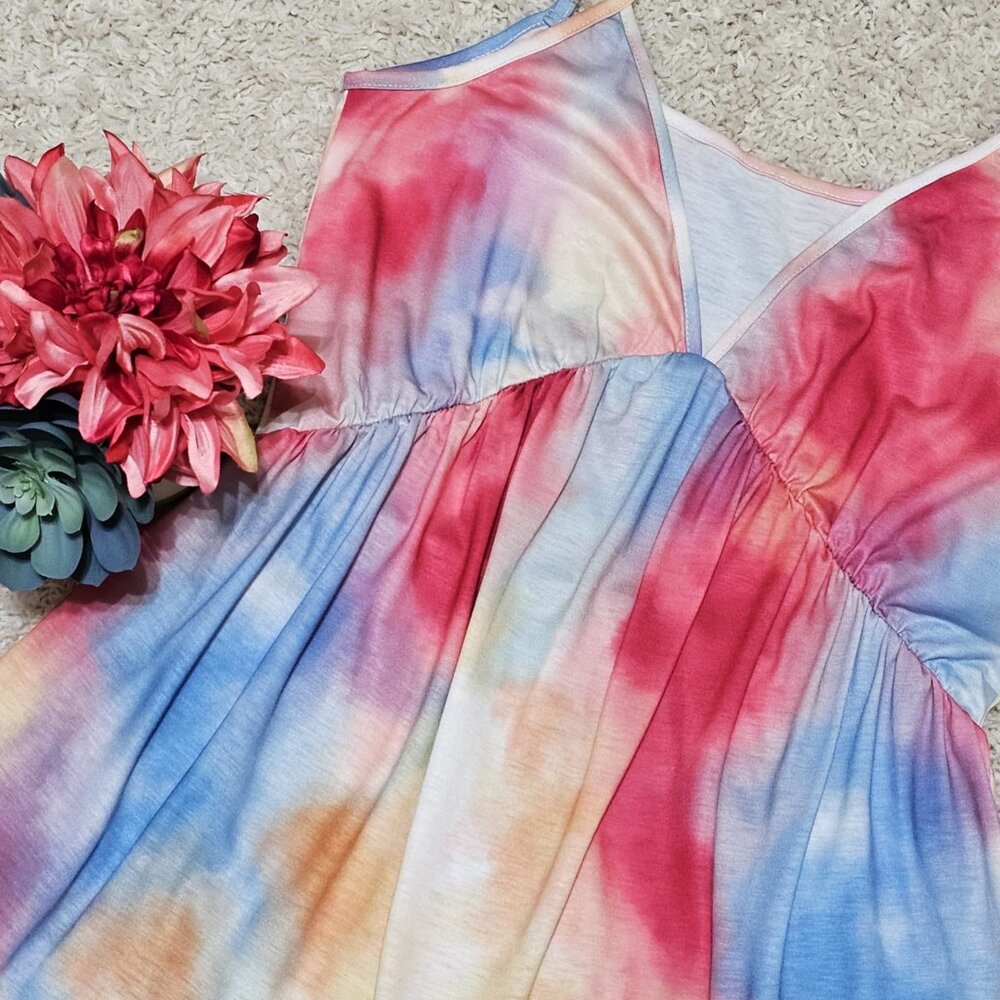 Bellelily Cami Top. Watercolor Tie Dye. Pink Blue Yellow White. Size Small. NWT. - Picture 4 of 13